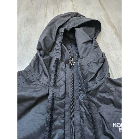 The North Face Hyvent Womens Rain Jacket Black white Hood Lightweight Sz L - Picture 5 of 14